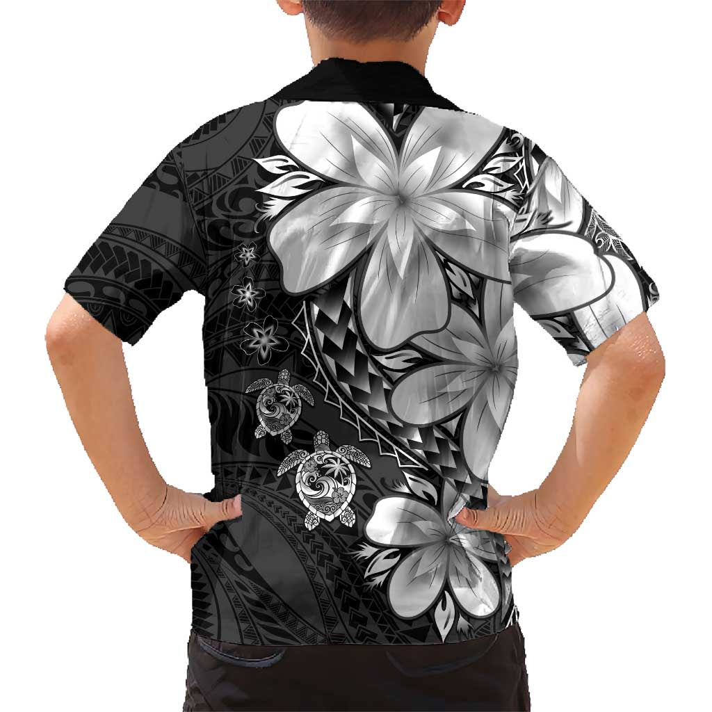 Polynesia Romantic Valentine Family Matching Summer Maxi Dress and Hawaiian Shirt Sea Turtle Couple With Black Plumeria