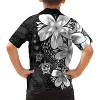 Polynesia Romantic Valentine Family Matching Summer Maxi Dress and Hawaiian Shirt Sea Turtle Couple With Black Plumeria