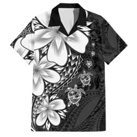 Polynesia Romantic Valentine Family Matching Summer Maxi Dress and Hawaiian Shirt Sea Turtle Couple With Black Plumeria