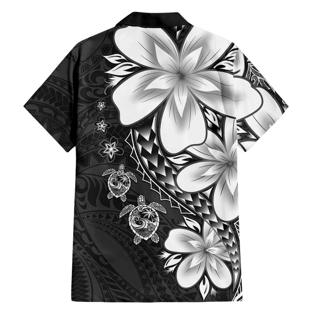 Polynesia Romantic Valentine Family Matching Summer Maxi Dress and Hawaiian Shirt Sea Turtle Couple With Black Plumeria