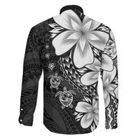 Polynesia Romantic Valentine Family Matching Summer Maxi Dress and Hawaiian Shirt Sea Turtle Couple With Black Plumeria