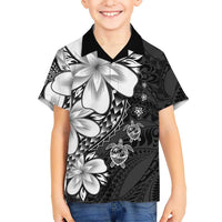 Polynesia Romantic Valentine Family Matching Summer Maxi Dress and Hawaiian Shirt Sea Turtle Couple With Black Plumeria