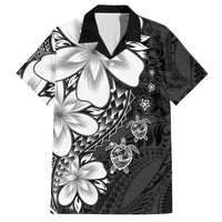 Polynesia Romantic Valentine Hawaiian Shirt Sea Turtle Couple With Black Plumeria