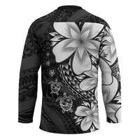 Polynesia Romantic Valentine Hockey Jersey Sea Turtle Couple With Black Plumeria