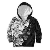 Polynesia Romantic Valentine Kid Hoodie Sea Turtle Couple With Black Plumeria LT05 Zip Hoodie Black - Polynesian Pride