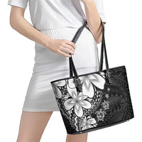 Polynesia Romantic Valentine Leather Tote Bag Sea Turtle Couple With Black Plumeria