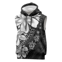Polynesia Romantic Valentine Sleeveless Hoodie Sea Turtle Couple With Black Plumeria