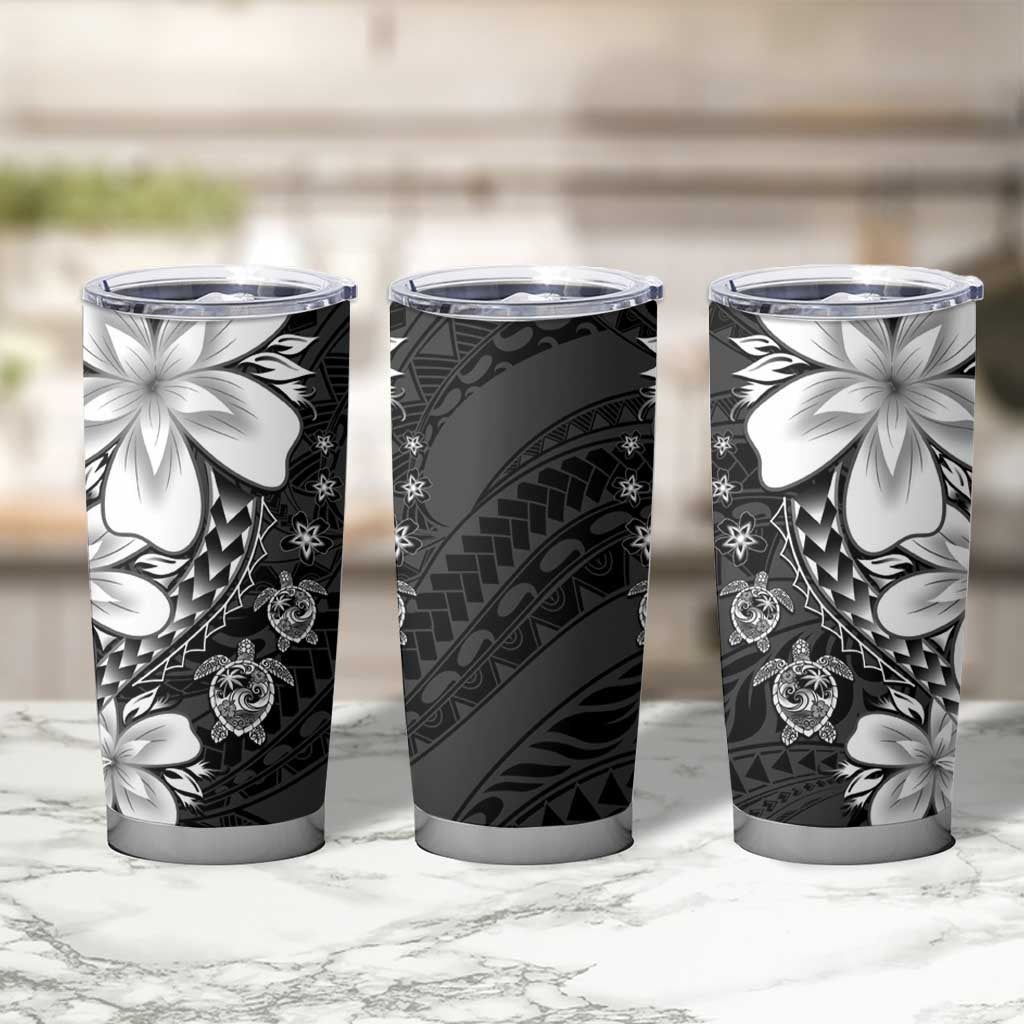 Polynesia Romantic Valentine Tumbler Cup Sea Turtle Couple With Black Plumeria LT05 - Polynesian Pride