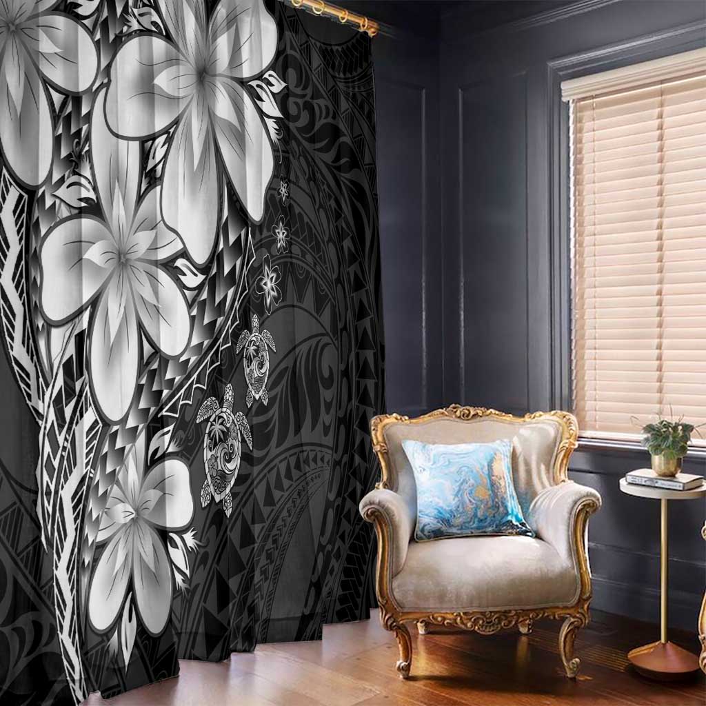 Polynesia Romantic Valentine Window Curtain Sea Turtle Couple With Black Plumeria LT05 - Polynesian Pride
