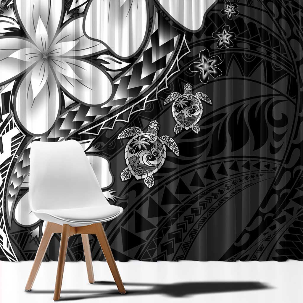 Polynesia Romantic Valentine Window Curtain Sea Turtle Couple With Black Plumeria LT05 - Polynesian Pride