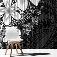 Polynesia Romantic Valentine Window Curtain Sea Turtle Couple With Black Plumeria LT05 - Polynesian Pride