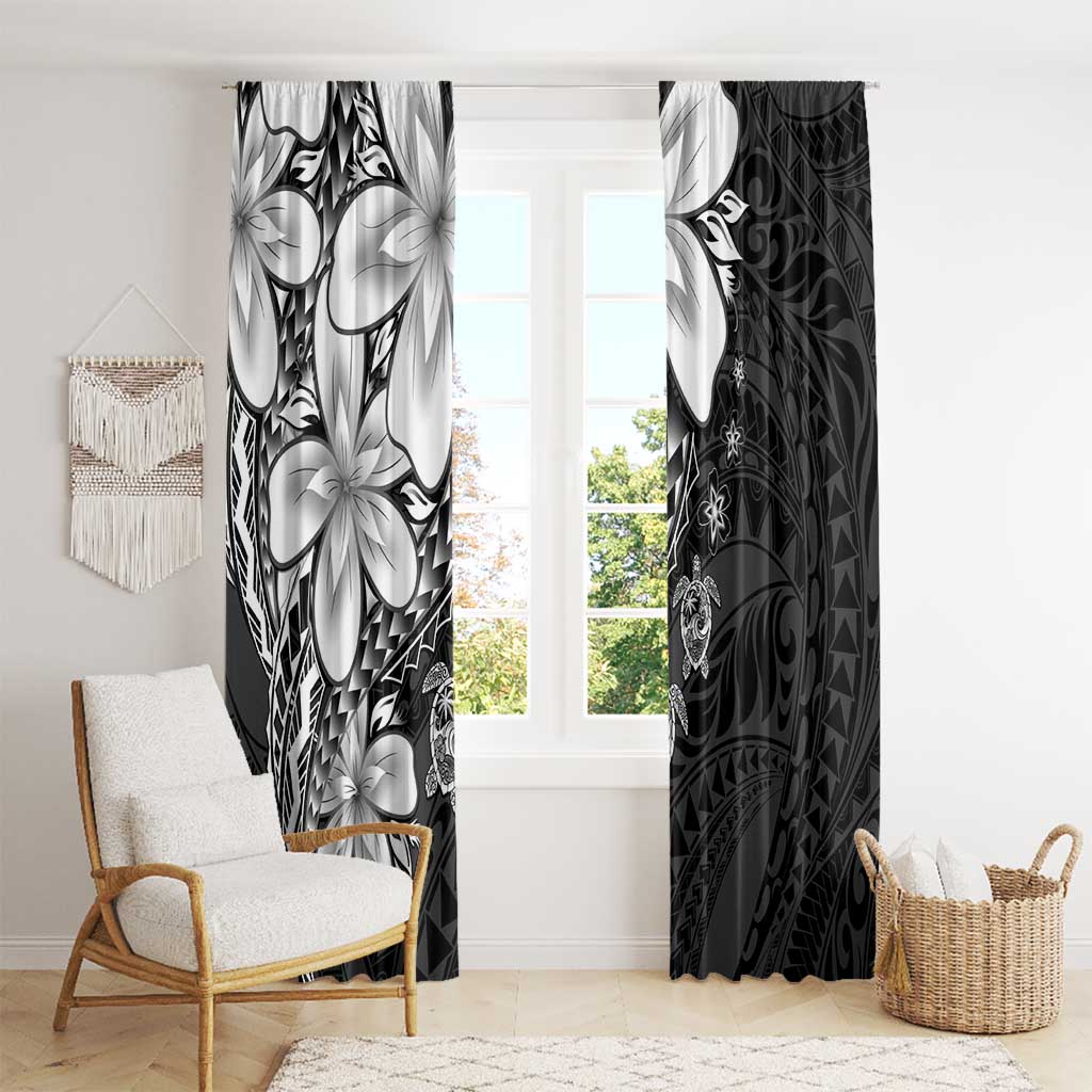 Polynesia Romantic Valentine Window Curtain Sea Turtle Couple With Black Plumeria LT05 - Polynesian Pride