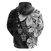Polynesia Romantic Valentine Zip Hoodie Sea Turtle Couple With Black Plumeria LT05 - Polynesian Pride