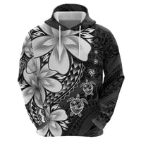 Polynesia Romantic Valentine Zip Hoodie Sea Turtle Couple With Black Plumeria LT05 - Polynesian Pride