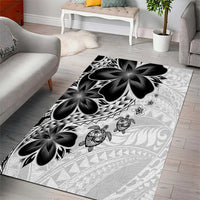 Polynesia Romantic Valentine Area Rug Sea Turtle Couple With White Plumeria