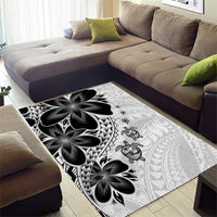 Polynesia Romantic Valentine Area Rug Sea Turtle Couple With White Plumeria