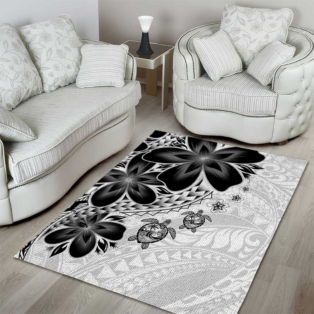 Polynesia Romantic Valentine Area Rug Sea Turtle Couple With White Plumeria