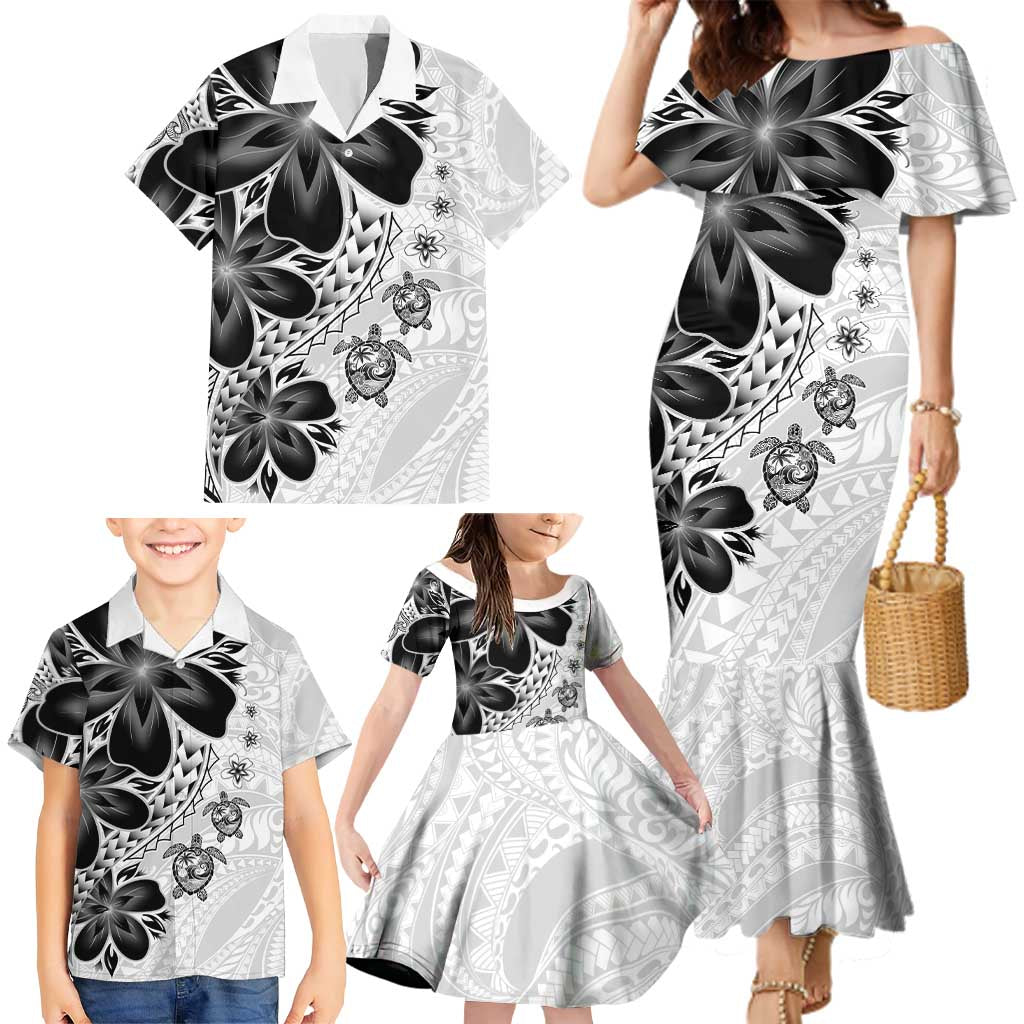 Polynesia Romantic Valentine Family Matching Mermaid Dress and Hawaiian Shirt Sea Turtle Couple With White Plumeria LT05 - Polynesian Pride