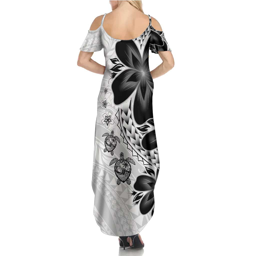 Polynesia Romantic Valentine Family Matching Summer Maxi Dress and Hawaiian Shirt Sea Turtle Couple With White Plumeria