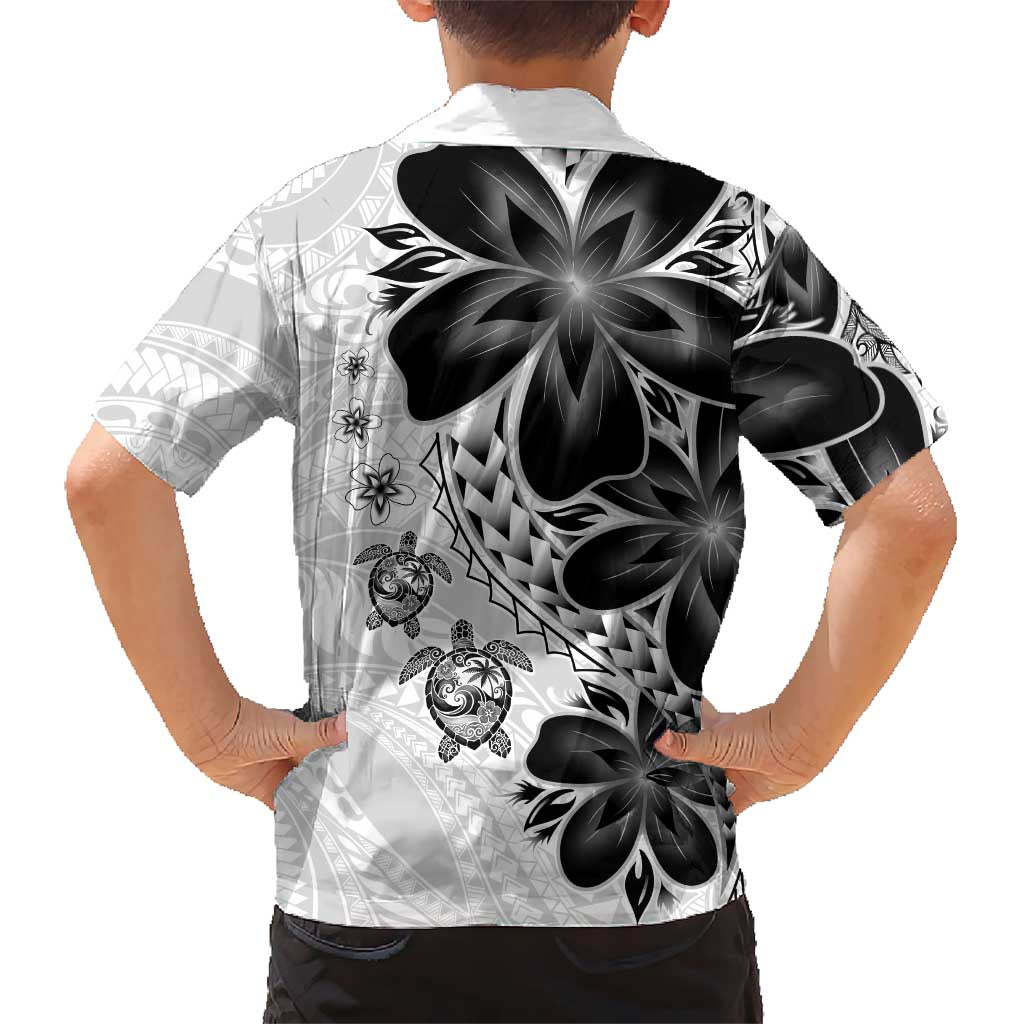 Polynesia Romantic Valentine Kid Hawaiian Shirt Sea Turtle Couple With White Plumeria