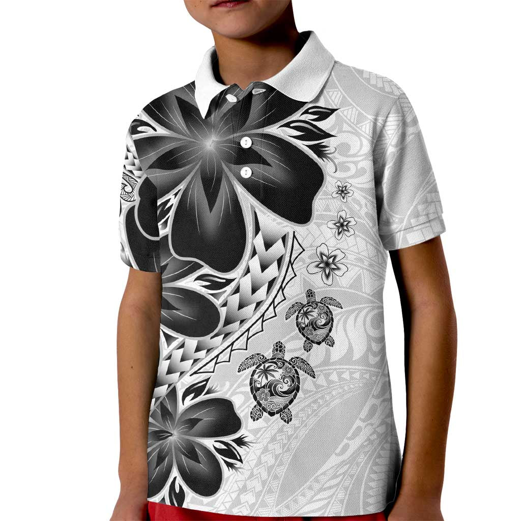 Polynesia Romantic Valentine Kid Polo Shirt Sea Turtle Couple With White Plumeria LT05 Kid White - Polynesian Pride