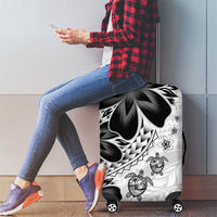 Polynesia Romantic Valentine Luggage Cover Sea Turtle Couple With White Plumeria