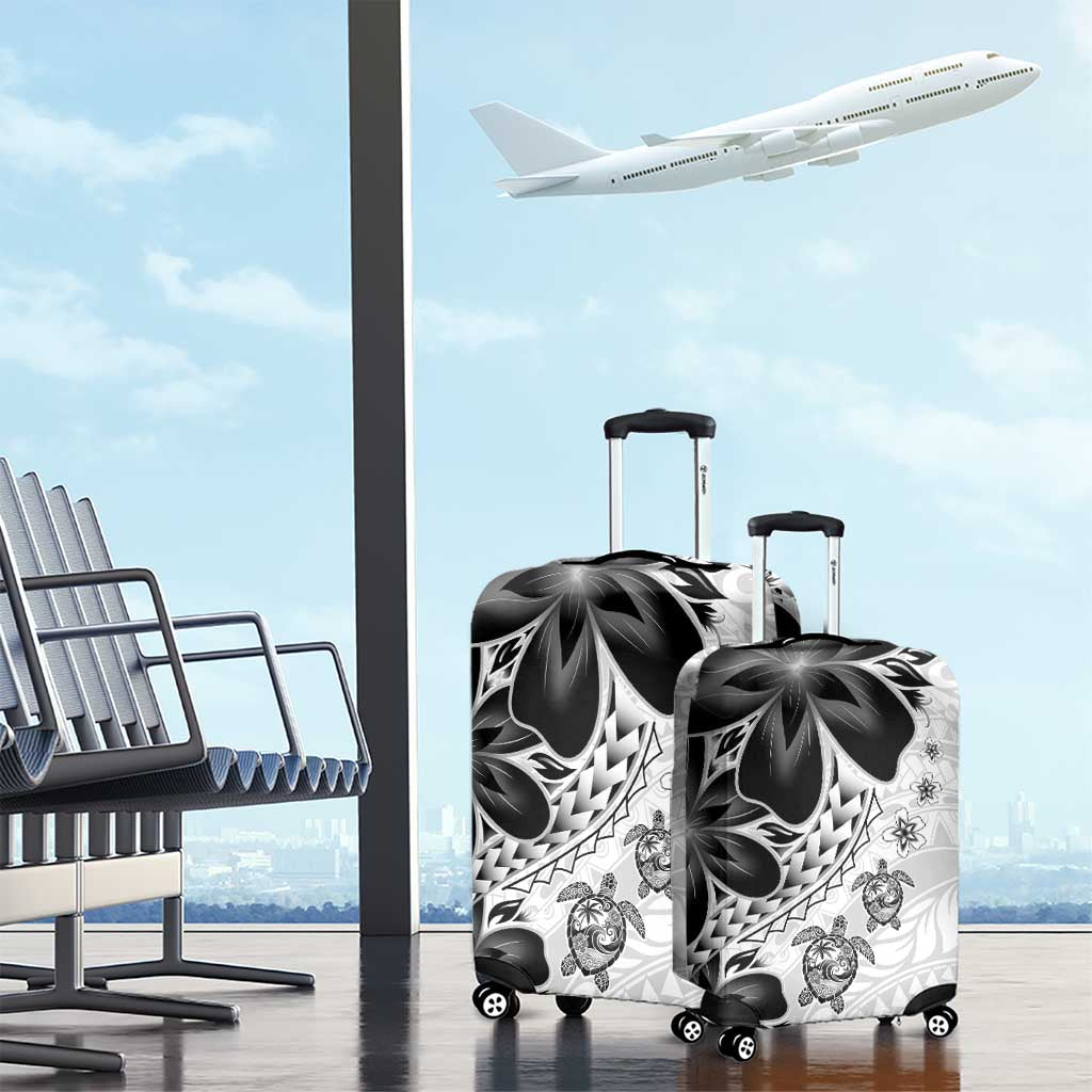Polynesia Romantic Valentine Luggage Cover Sea Turtle Couple With White Plumeria