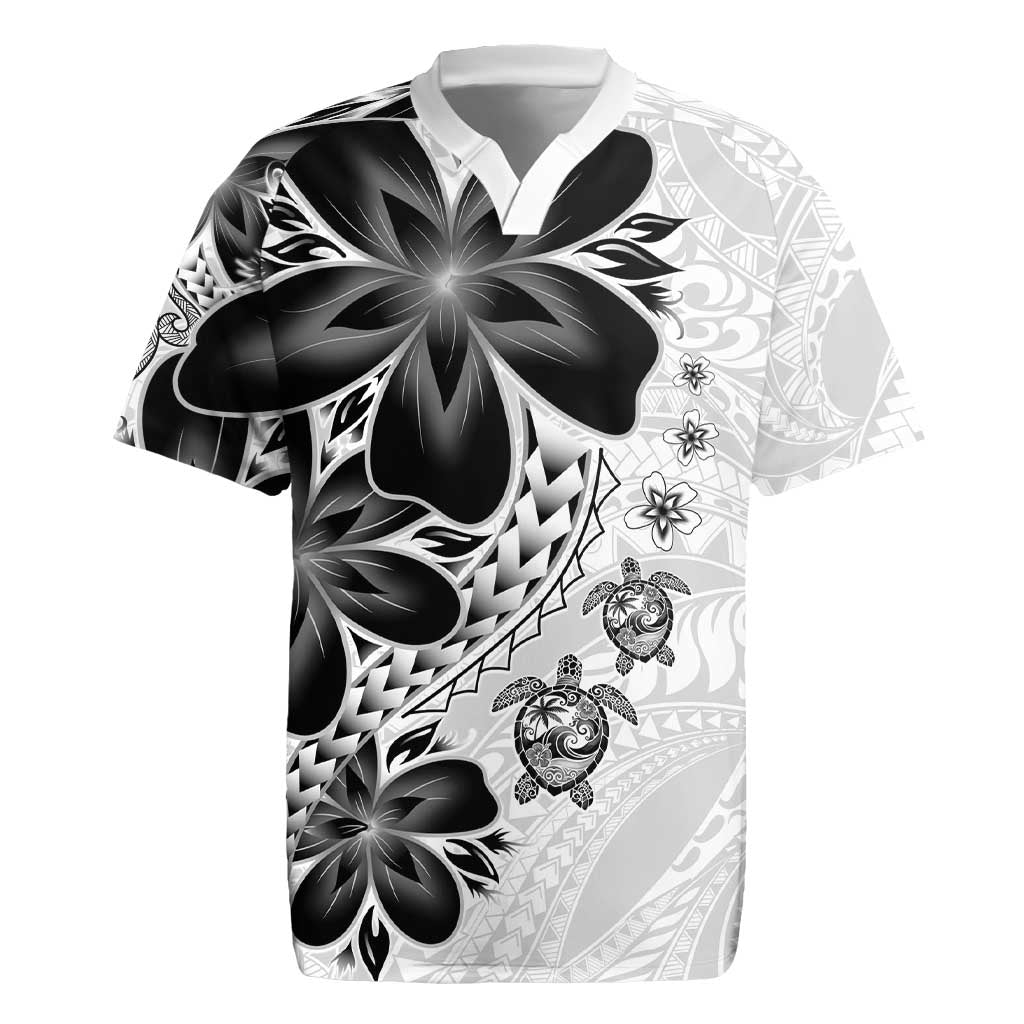 Polynesia Romantic Valentine Rugby Jersey Sea Turtle Couple With White Plumeria LT05 White - Polynesian Pride