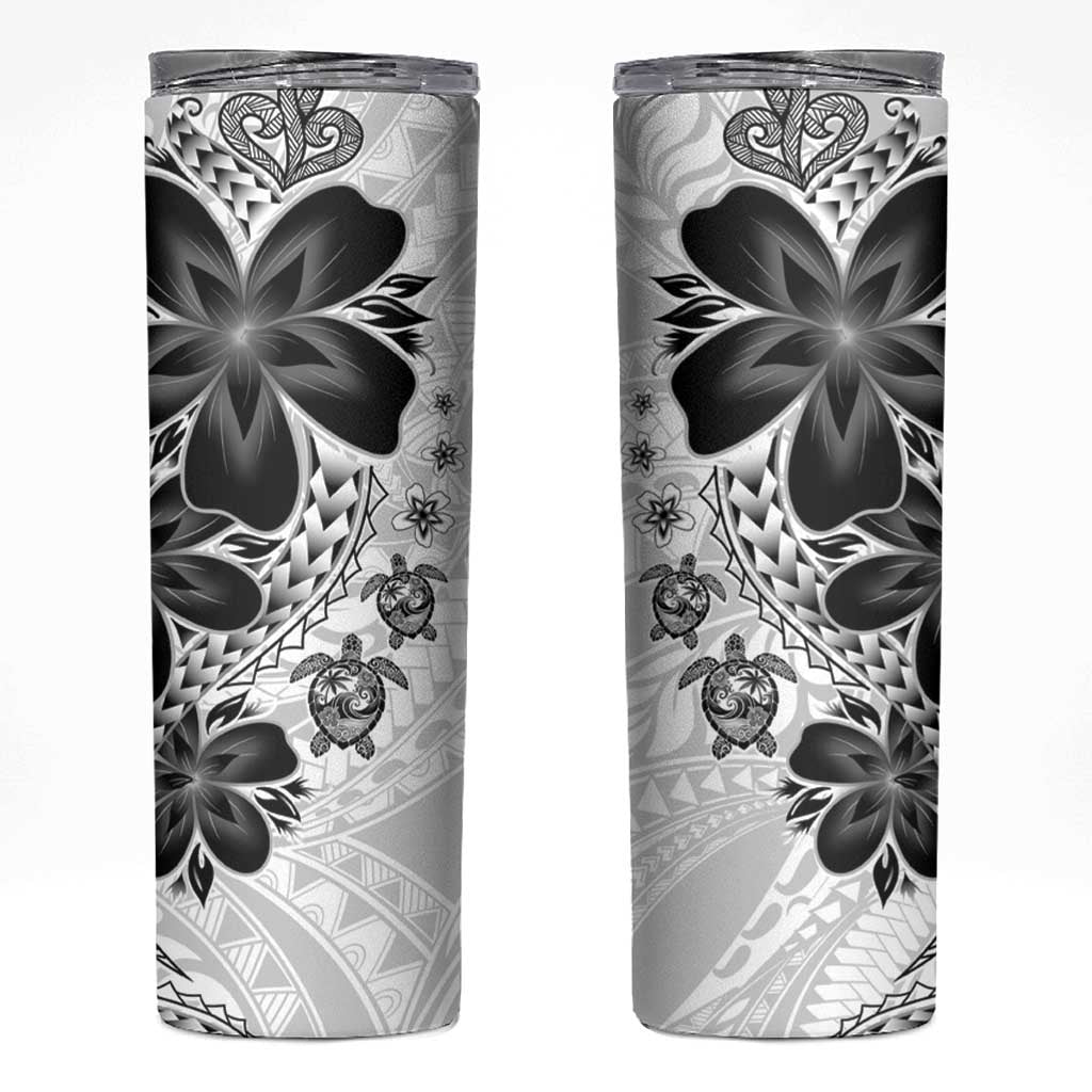Polynesia Romantic Valentine Skinny Tumbler Sea Turtle Couple With White Plumeria