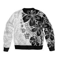 Polynesia Romantic Valentine Sleeve Zip Bomber Jacket Sea Turtle Couple With White Plumeria LT05 - Polynesian Pride
