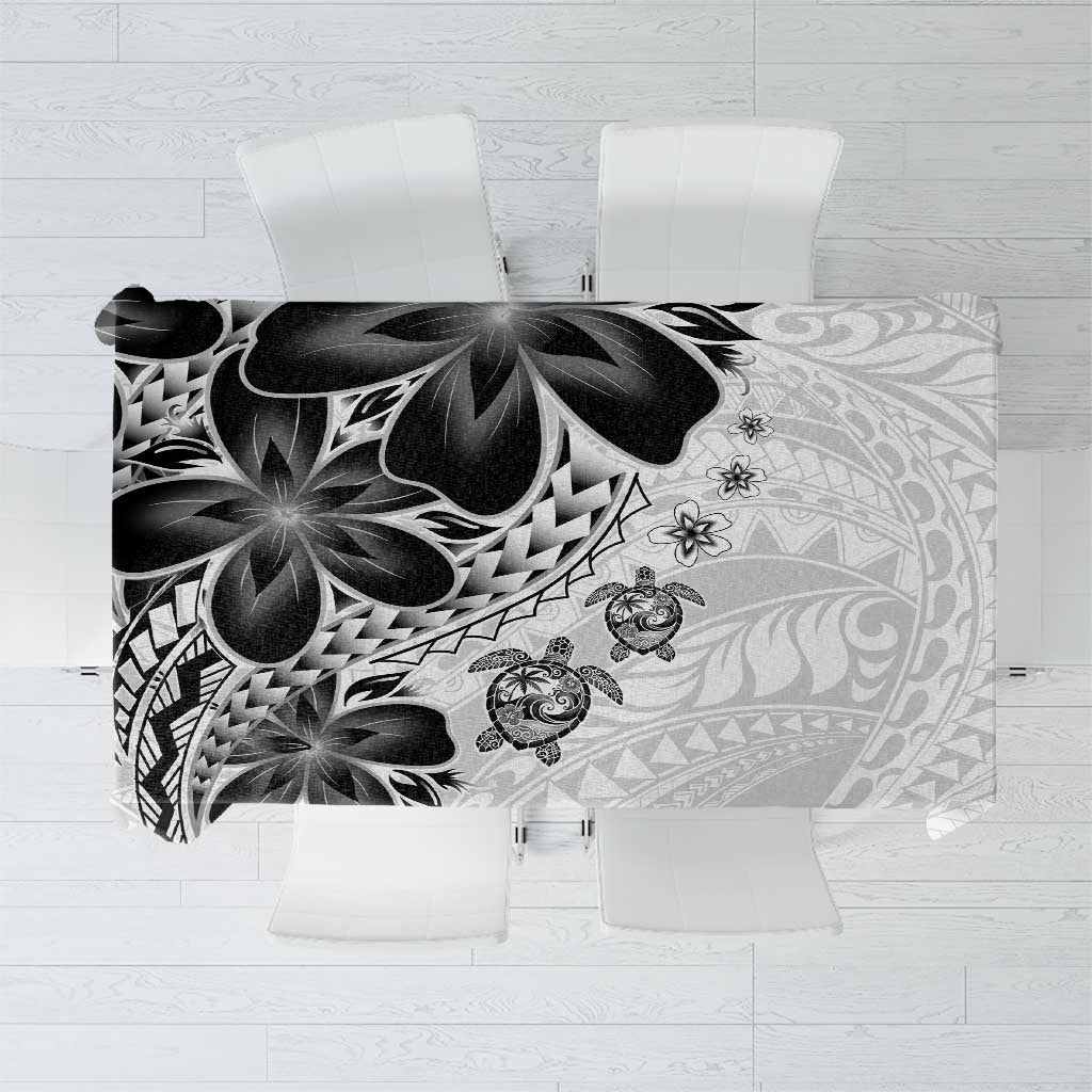 Polynesia Romantic Valentine Tablecloth Sea Turtle Couple With White Plumeria