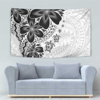 Polynesia Romantic Valentine Tapestry Sea Turtle Couple With White Plumeria