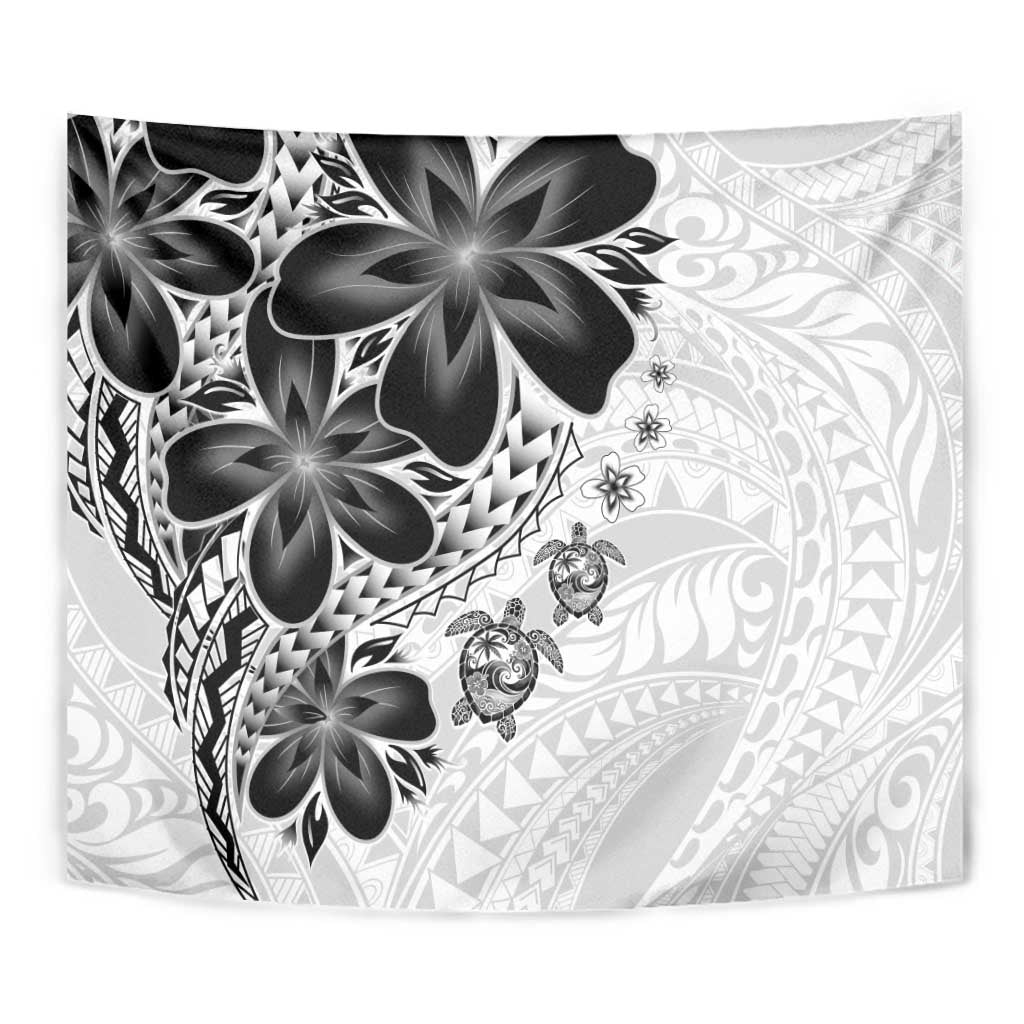 Polynesia Romantic Valentine Tapestry Sea Turtle Couple With White Plumeria