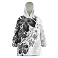 Polynesia Romantic Valentine Wearable Blanket Hoodie Sea Turtle Couple With White Plumeria