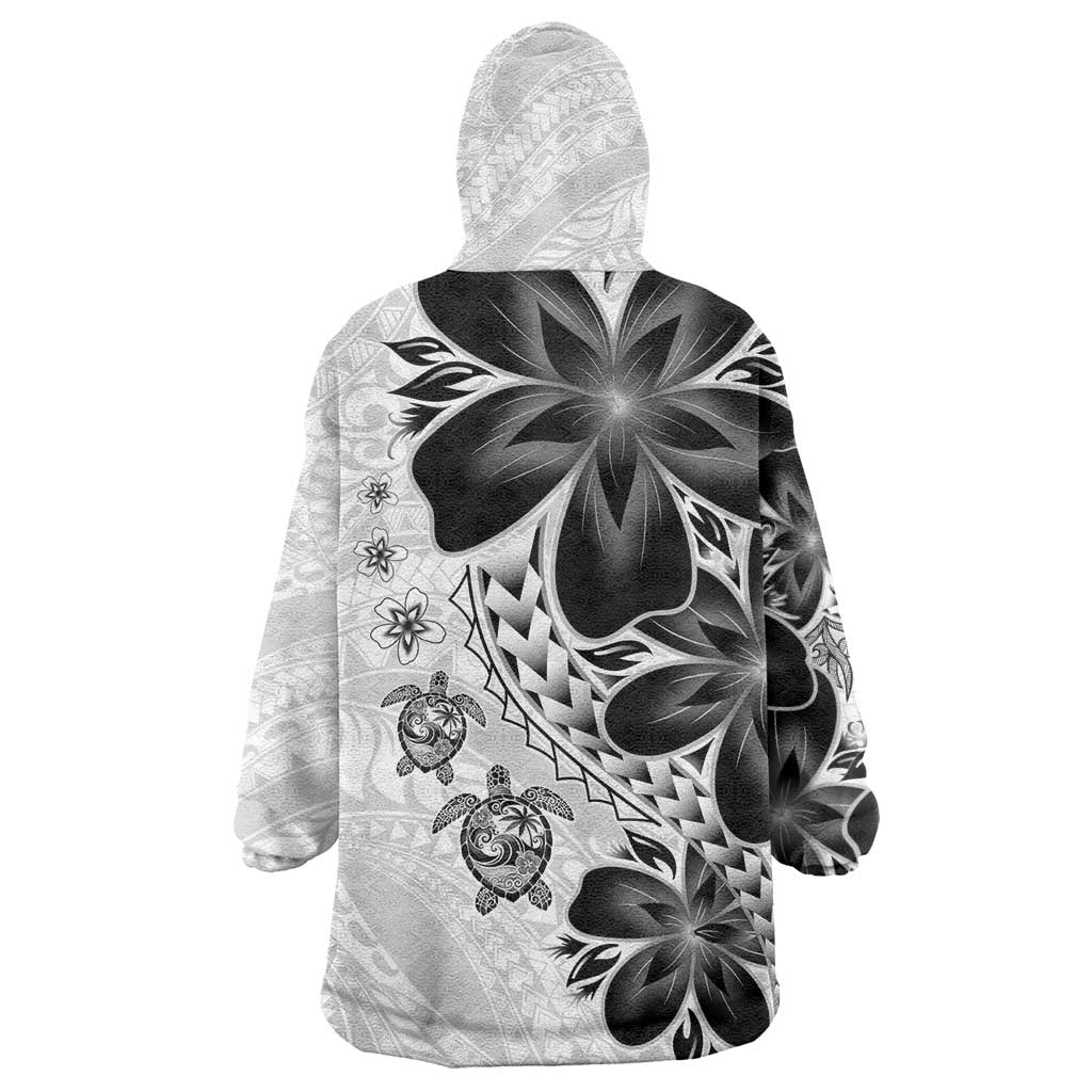 Polynesia Romantic Valentine Wearable Blanket Hoodie Sea Turtle Couple With White Plumeria