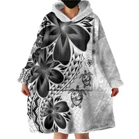 Polynesia Romantic Valentine Wearable Blanket Hoodie Sea Turtle Couple With White Plumeria