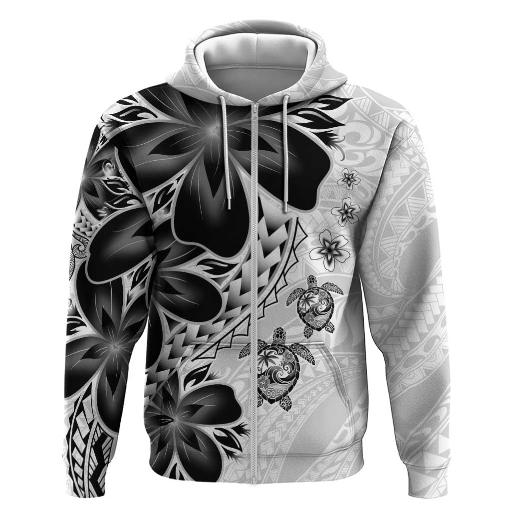 Polynesia Romantic Valentine Zip Hoodie Sea Turtle Couple With White Plumeria LT05 Zip Hoodie White - Polynesian Pride