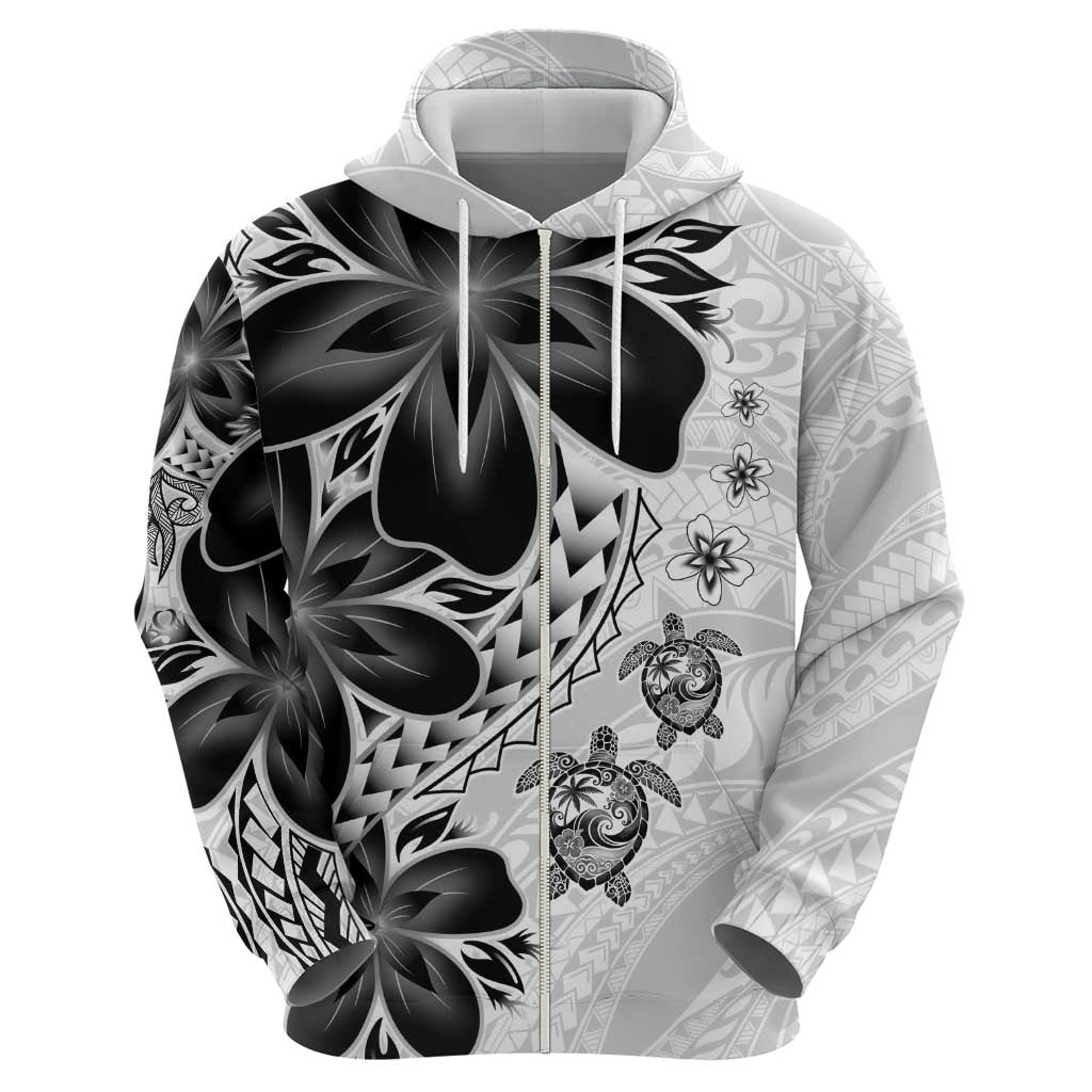 Polynesia Romantic Valentine Zip Hoodie Sea Turtle Couple With White Plumeria LT05 - Polynesian Pride