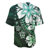 Polynesia Romantic Valentine Baseball Jersey Sea Turtle Couple With Aqua Gradient Plumeria