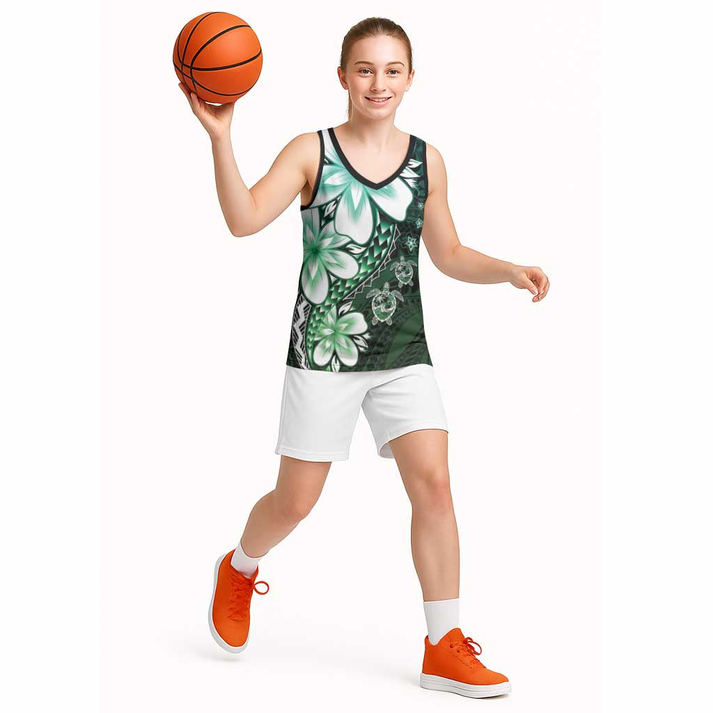 Polynesia Romantic Valentine Basketball Jersey Sea Turtle Couple With Aqua Gradient Plumeria LT05 - Polynesian Pride