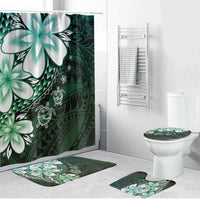 Polynesia Romantic Valentine Bathroom Set Sea Turtle Couple With Aqua Gradient Plumeria
