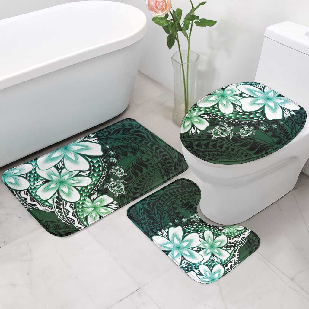 Polynesia Romantic Valentine Bathroom Set Sea Turtle Couple With Aqua Gradient Plumeria