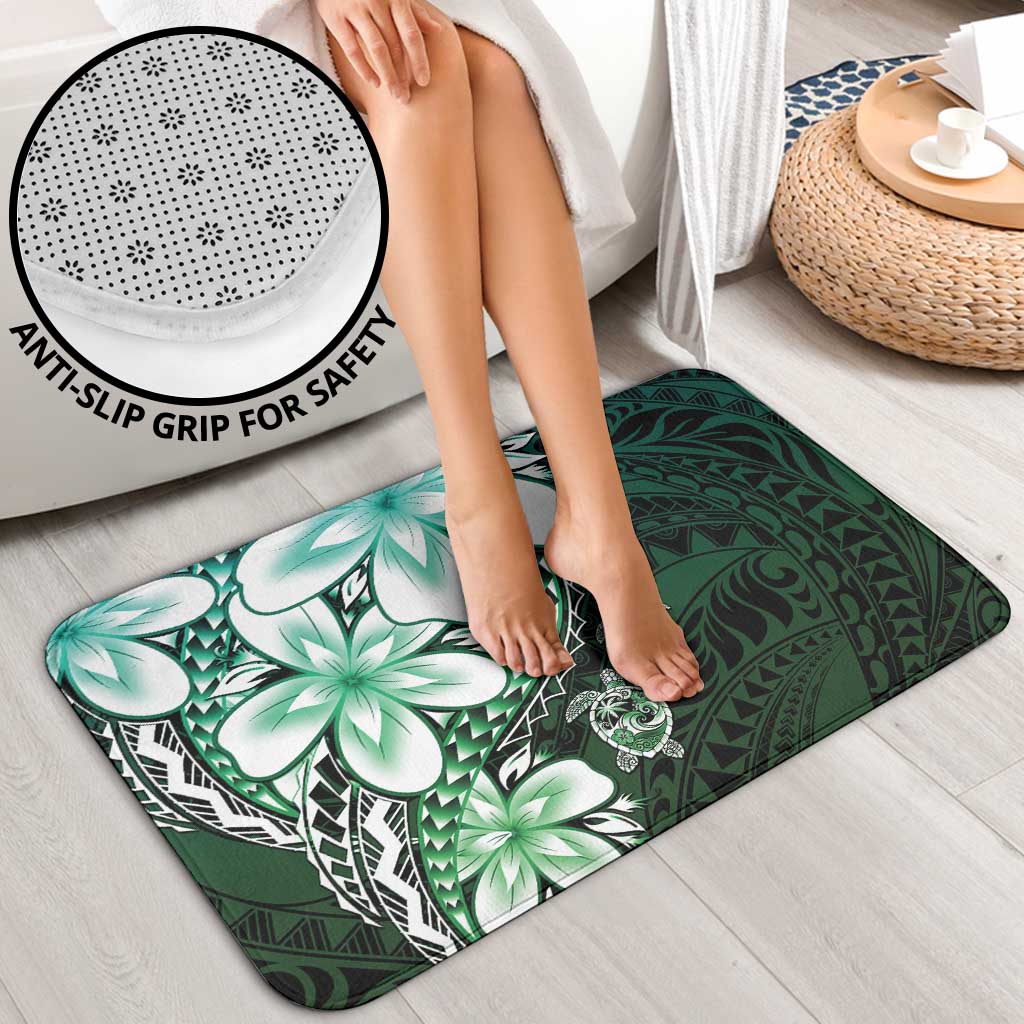 Polynesia Romantic Valentine Bathroom Set Sea Turtle Couple With Aqua Gradient Plumeria