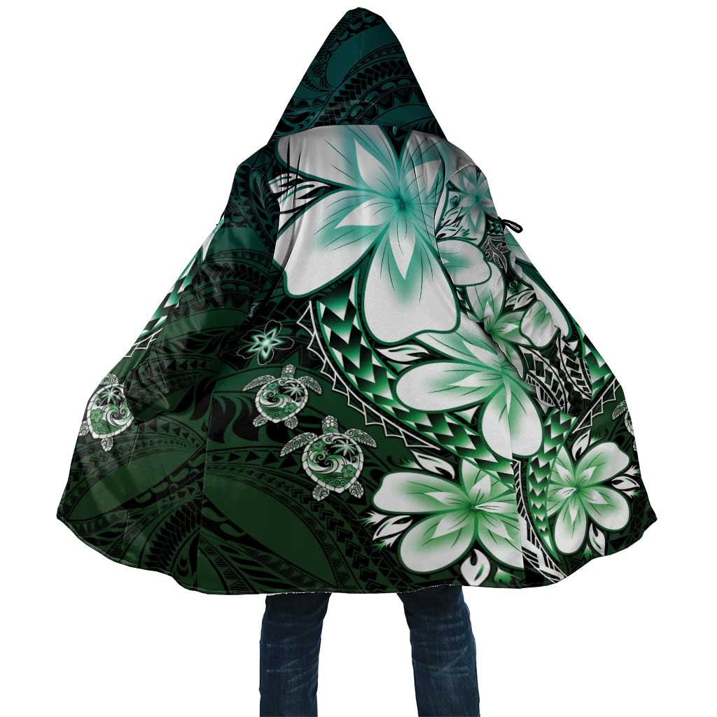 Polynesia Romantic Valentine Cloak Sea Turtle Couple With Aqua Gradient Plumeria