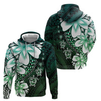 Polynesia Romantic Valentine Hoodie Sea Turtle Couple With Aqua Gradient Plumeria LT05 - Polynesian Pride