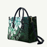 Polynesia Romantic Valentine Leather Bag Sea Turtle Couple With Aqua Gradient Plumeria