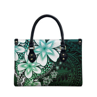Polynesia Romantic Valentine Leather Bag Sea Turtle Couple With Aqua Gradient Plumeria
