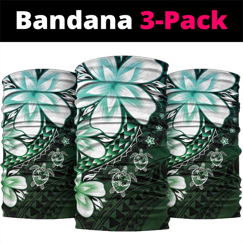 Polynesia Romantic Valentine Neck Gaiter Sea Turtle Couple With Aqua Gradient Plumeria LT05 package One Size: 25*50cm Aqua - Polynesian Pride