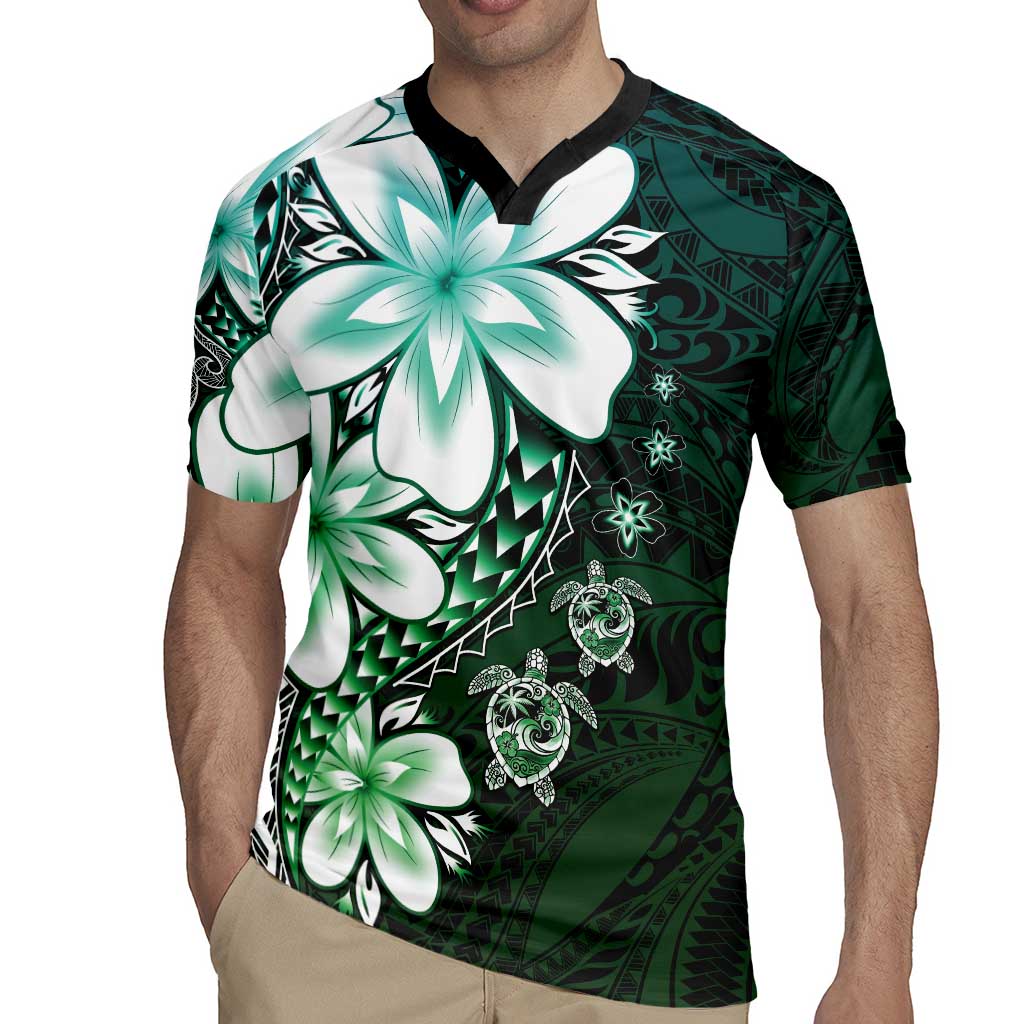 Polynesia Romantic Valentine Rugby Jersey Sea Turtle Couple With Aqua Gradient Plumeria LT05 - Polynesian Pride