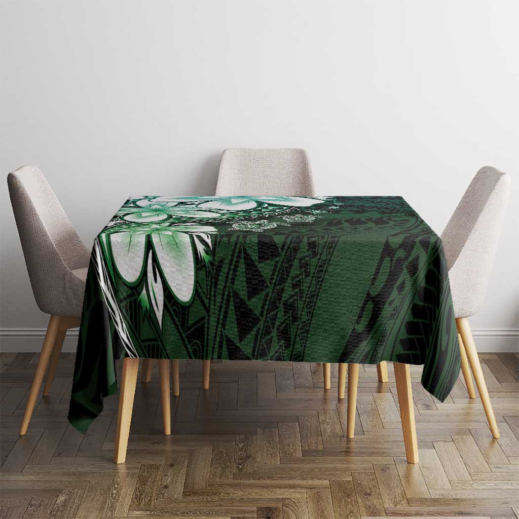 Polynesia Romantic Valentine Tablecloth Sea Turtle Couple With Aqua Gradient Plumeria